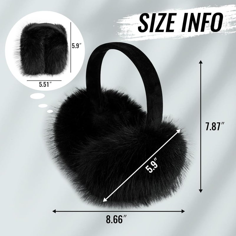 FSTEOE Women Winter Ear Muffs Foldable Girl Ear Warmer Fashion Furry Earmuff Soft Ear Cover Cold Weather - Image 3
